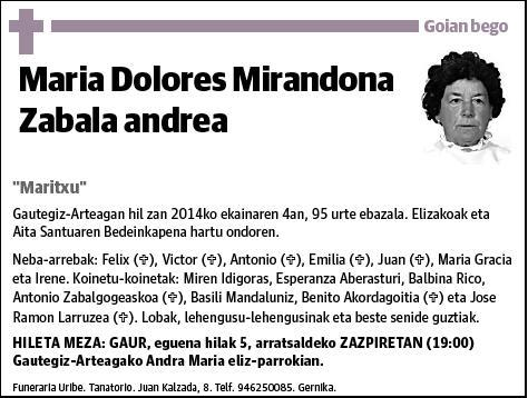 MIRANDONA ZABALA,MARIA DOLORES