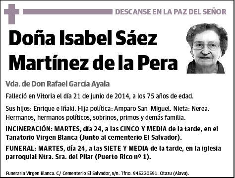 SAEZ MARTINEZ DE LA PERA,ISABEL