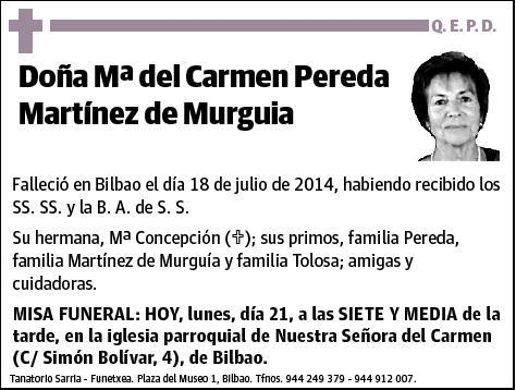PEREDA MARTINEZ DE MURGUIA,Mª DEL CARMEN