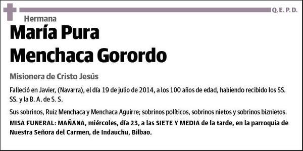 MENCHACA GORORDO,MARÍA PURA