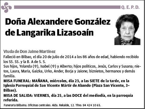 GONZALEZ DE LANGARIKA LIZASOAIN,ALEXANDERE