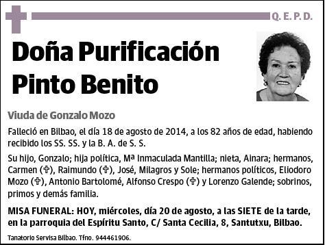 PINTO BENITO,PURIFICACION