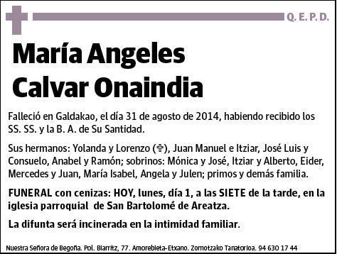 CALVAR ONAINDIA,MARIA ANGELES