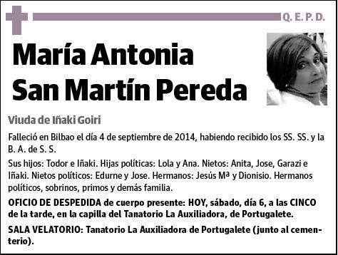 SAN MARTIN PEREDA,MARIA ANTONIA