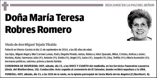 ROBRES ROMERO,MARIA TERESA