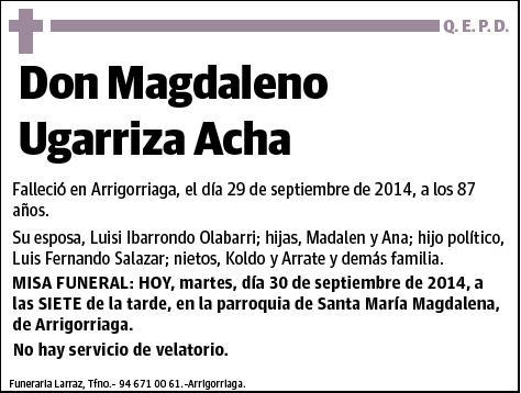 UGARRIZA ACHA,MAGDALENO
