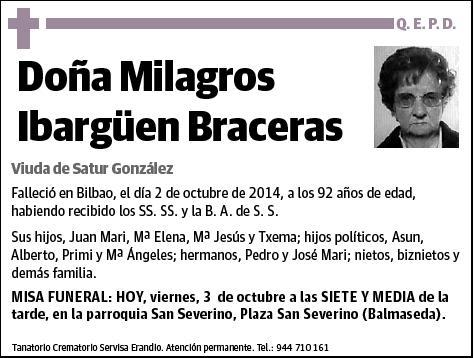 IBARGÜEN BRACERAS,MILAGROS