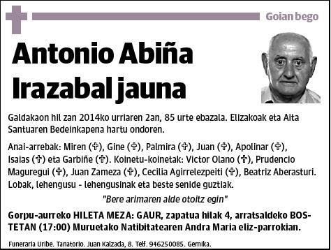 ABIÑA IRAZABAL,ANTONIO