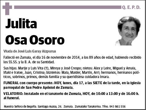OSA OSORO,JULITA