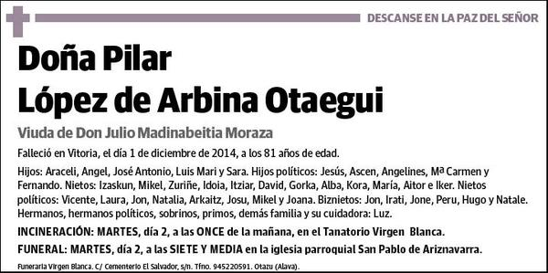 LOPEZ DE ARBINA OTAEGUI,PILAR