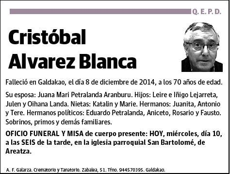 ALVAREZ BLANCA,CRISTOBAL