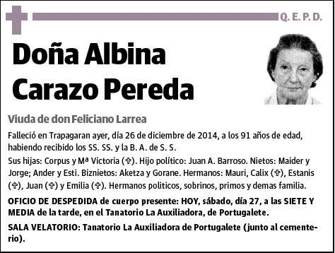 CARAZO PEREDA,ALBINA