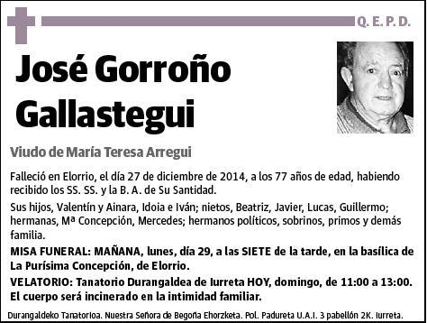 GORROÑO GALLASTEGUI,JOSE