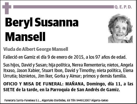 SUSANNA MANSELL,BERYL
