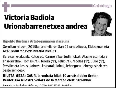 BADIOLA URIONABARRENETXEA,VICTORIA