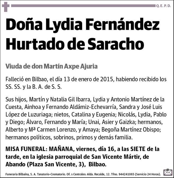 FERNANDEZ HURTADO DE SARACHO,LYDIA