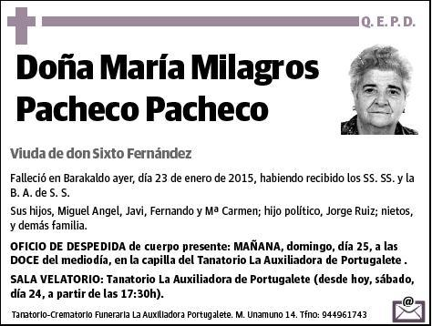PACHECO PACHECO,MARIA MILAGROS