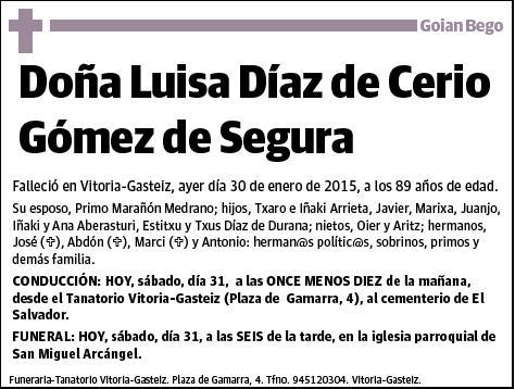DIAZ DE CERIO GOMEZ DE SEGURA,LUISA