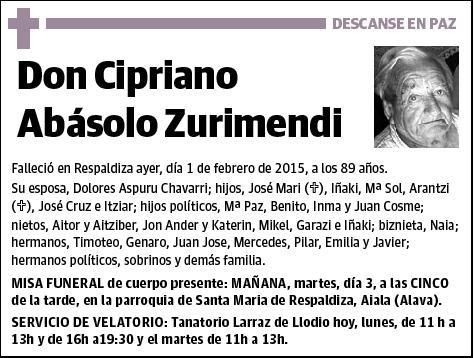 ABASOLO ZURIMENDI,CIPRIANO