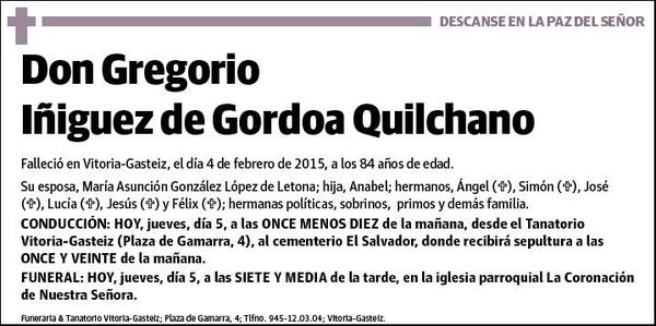 IÑIGUEZ DE GORDOA QUILCHANO,GREGORIO