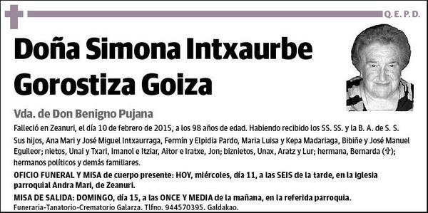 INTXAURBE GOROSTIZA GOIZA,SIMONA