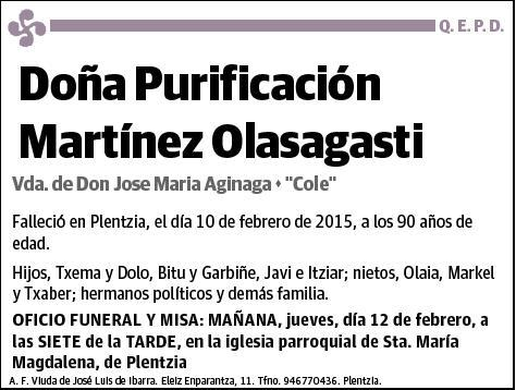 MARTINEZ OLASAGASTI,PURIFICACION