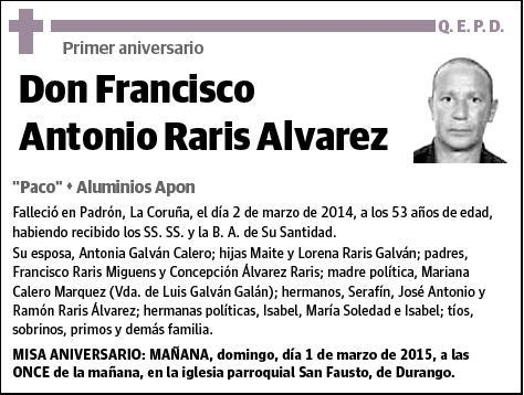 RARIS ALVAREZ,FRANCISCO ANTONIO