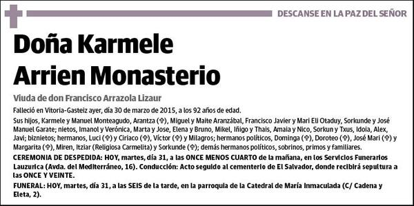 ARRIEN MONASTERIO,KARMELE