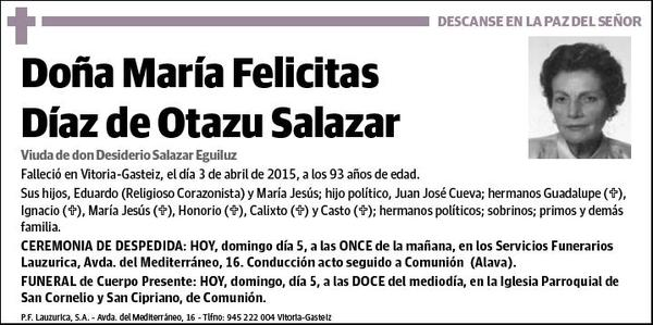 DÍAZ DE OTAZU SALAZAR,MARIÁ FELICITAS