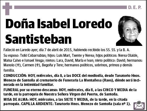 LOREDO SANTISTEBAN,ISABEL
