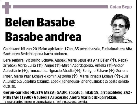BASABE BASABE,BELEN