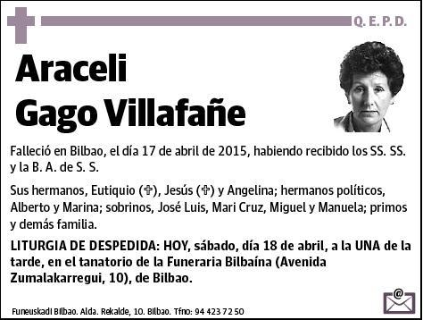 GAGO VILLAFAÑE,ARACELI