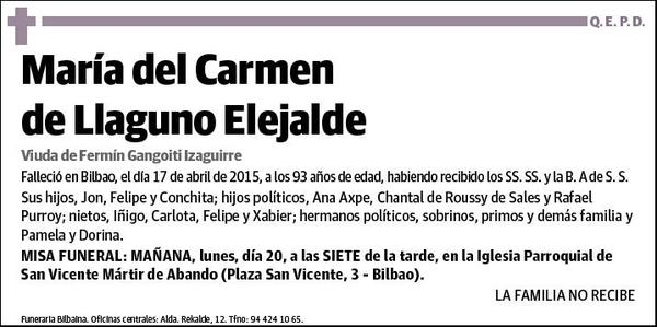 DE LLAGUNO ELEJALDE,MARIA DEL CARMEN