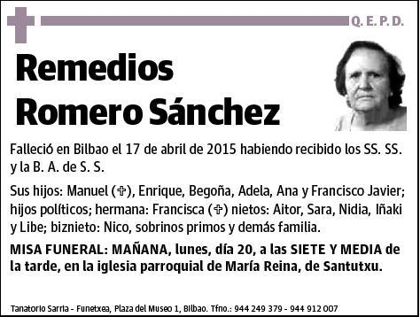 ROMERO SANCHEZ,REMEDIOS