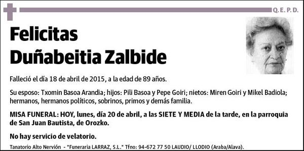 DUÑABEITIA ZALBIDE,FELICITAS