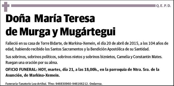 DE MURGA Y MUGARTEGUI,MARIA TERESA