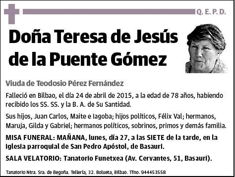 DE LA PUENTE GOMEZ,TERESA DE JESUS