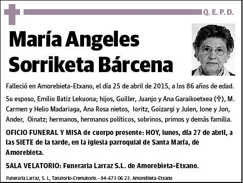 SORRIKETA BARCENA,MARIA ANGELES
