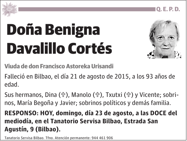 Benigna Davalillo Cortés