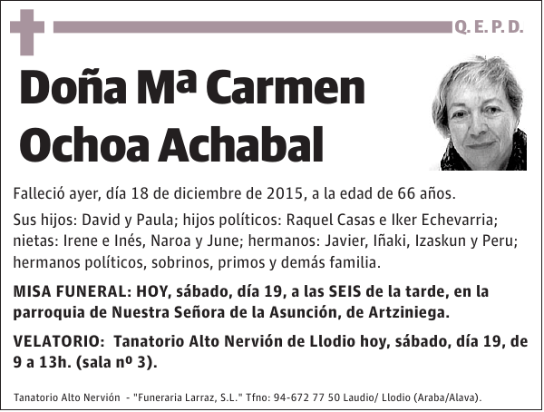 Mª Carmen Ochoa Achabal