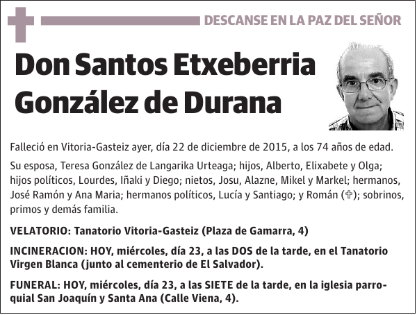 Santos Etxeberria GonzÃ¡lez de Durana