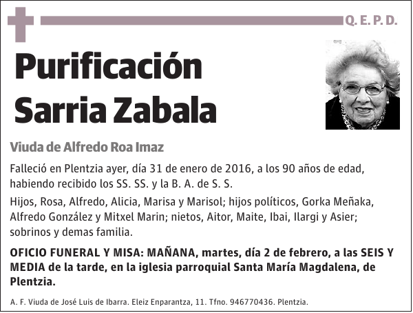 Purificación Sarria Zabala