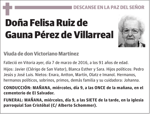 Felisa Ruiz de Gauna Pérez de Villarreal