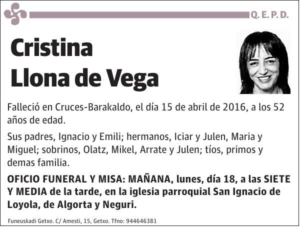 Cristina Llona de Vega