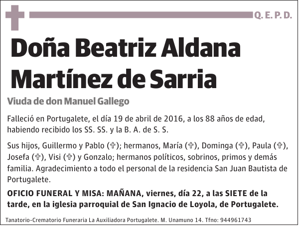 Beatriz Aldana Martínez de Sarria