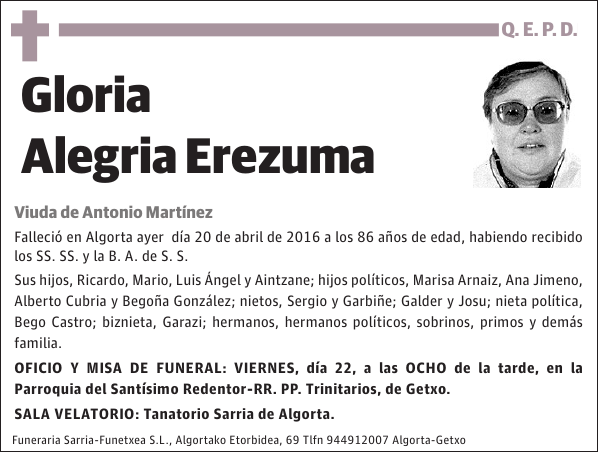 Gloria Alegria Erezuma