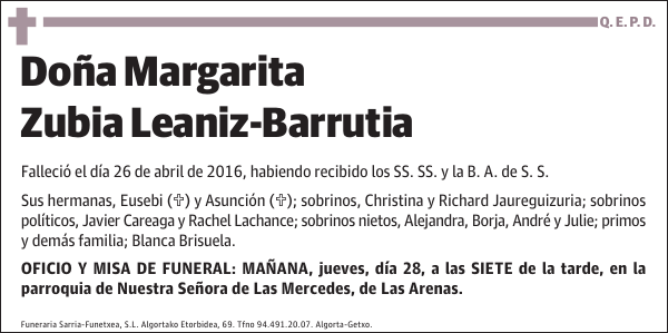 Margarita Zubia Leaniz-Barrutia