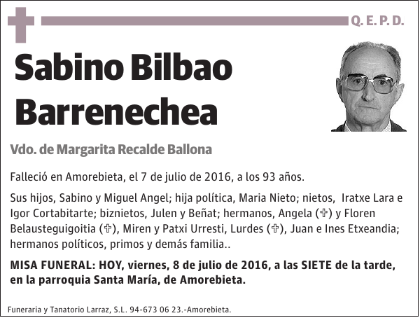 Sabino Bilbao Barrenechea