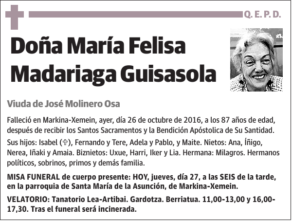 María Felisa Madariaga Guisasola