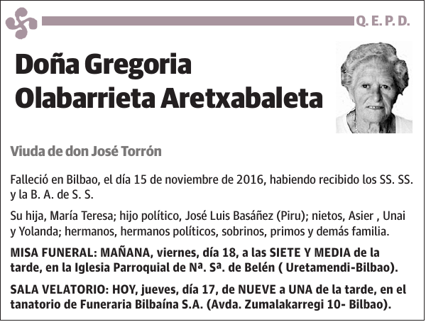 Gregoria Olabarrieta Aretxabaleta